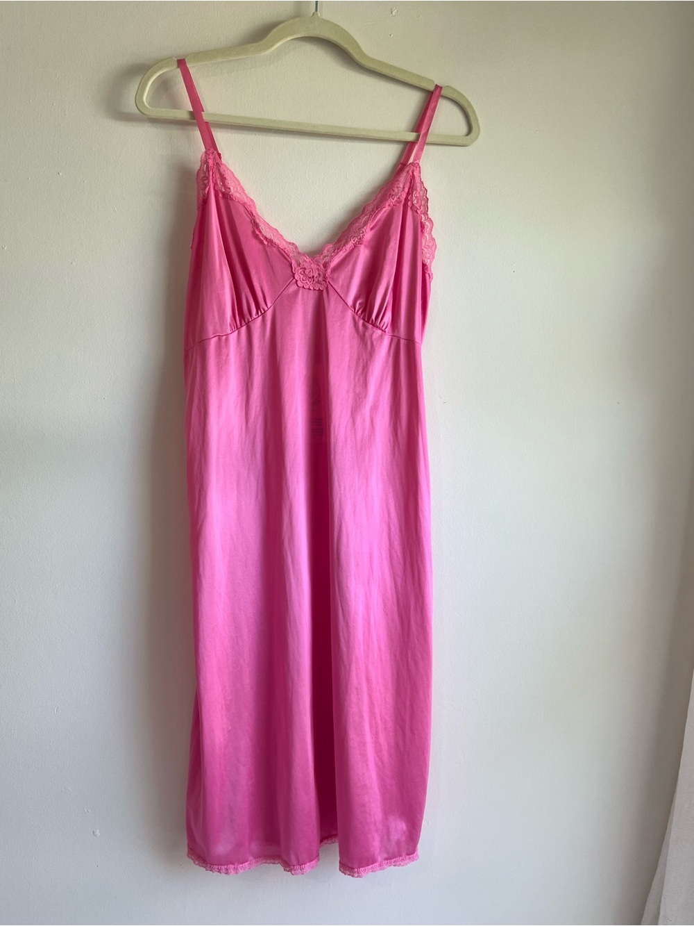 Urban Renewal Vintage Women's Pink Lace-Trim Slip Nightgown
